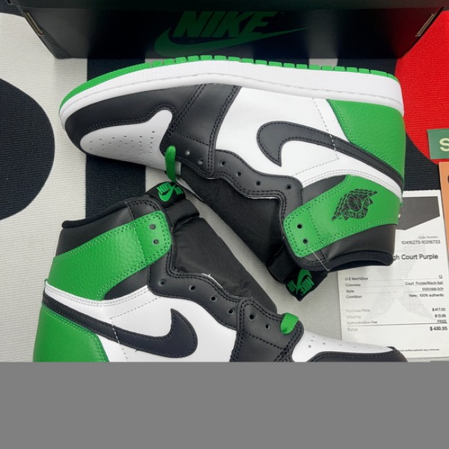 AJ1 High OG Black and Lucky Green Size 36 to 47.5 Authentic Grade Air Jordan, Sneakers, Air Jordan 1 image