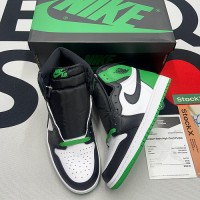 AJ1 High OG Black and Lucky Green Size 36 to 47.5 Authentic Grade