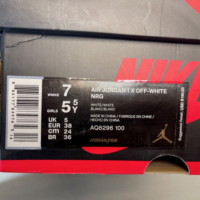 AJ1 Off-White x Air Jordan 1 Restro High White the ten Size 36 to 47.5 Authentic Grade