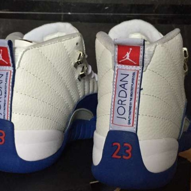 Cheap Jordan 12 Men Retro Sneakers Wholesale White Royal Blue Basketball Shoes