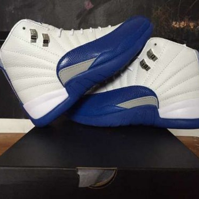 Cheap Jordan 12 Men Retro Sneakers Wholesale White Royal Blue Basketball Shoes