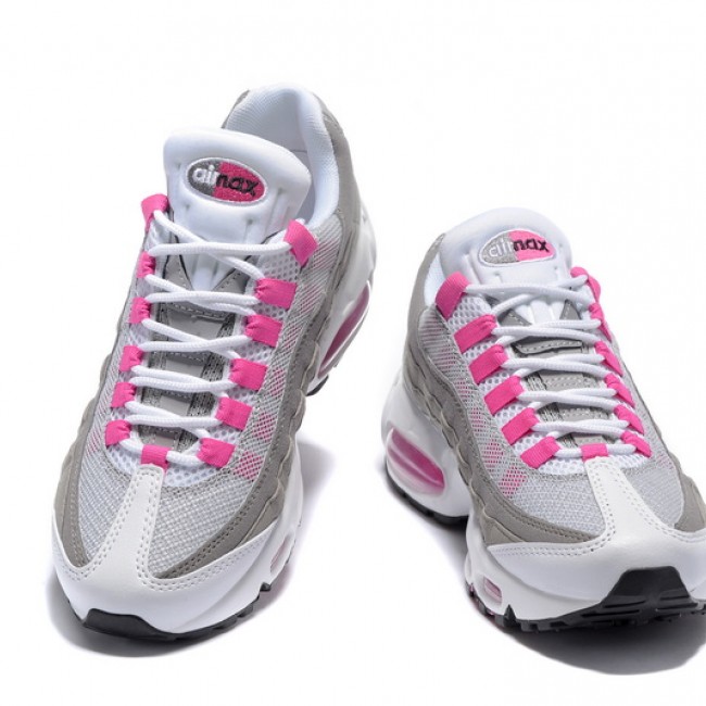 Original Nike wmns air max 95 essential air cushion retro jogging versatile shoe White Grey Pink 307960-001 for Women