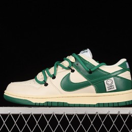 Dunk Low White Green Distressed Label Custom Deconstructed Strap Casual Shoes DD1503-112